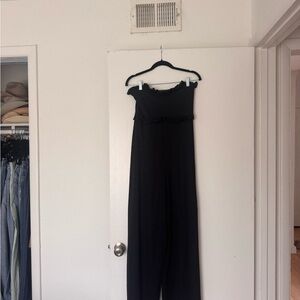 Susana Monaco Black Strapless Wide-Leg Jumpsuit